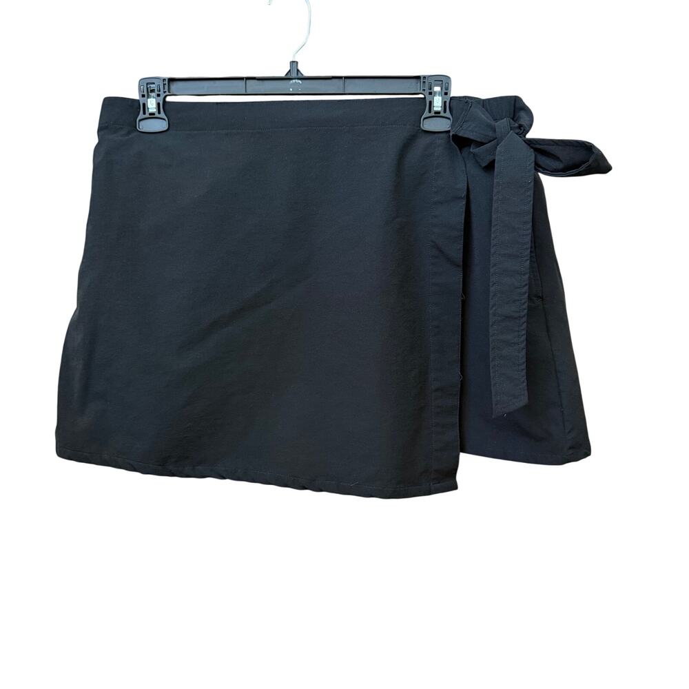 Popflex Wrap Skort Black 1X Stretch Side Tie Performance Athleisure